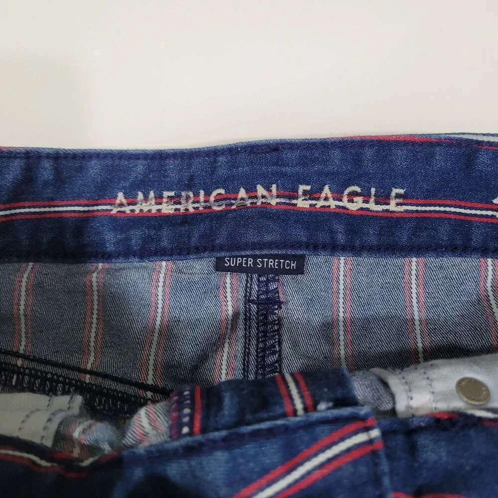 American Eagle Hi Rise Mini Skirt Womens 6 R Striped Cut Off Super Stretch B2